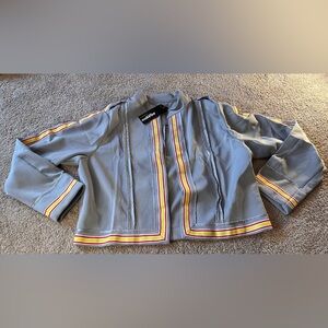 NWT Zeagoo Gray Jacket with bold Stripes Trim Athleisure Streetwear.  Size XXL